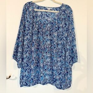 Croft & Barrow Blue and White Floral Top